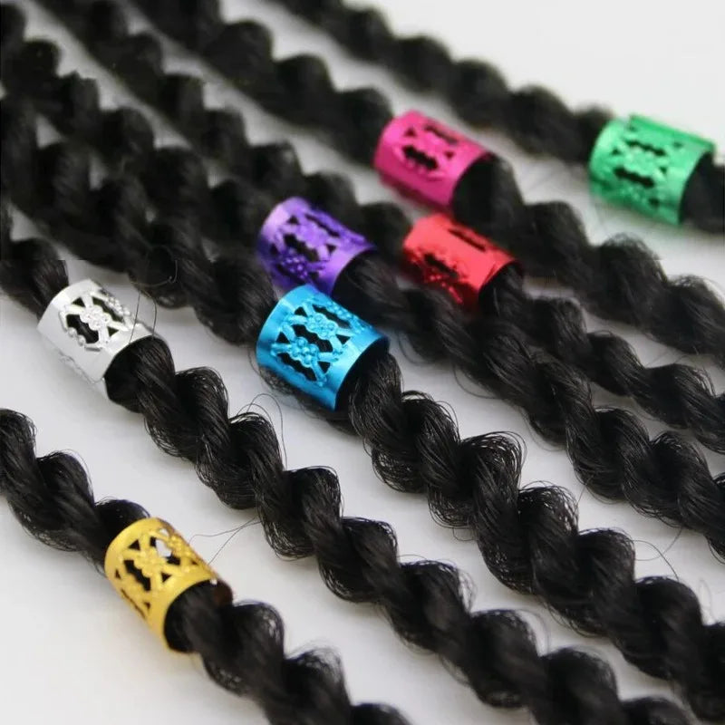 50 Pieces Metal Hair Braid Rings Accessories for Dreadlocks and Braiding Cuffs