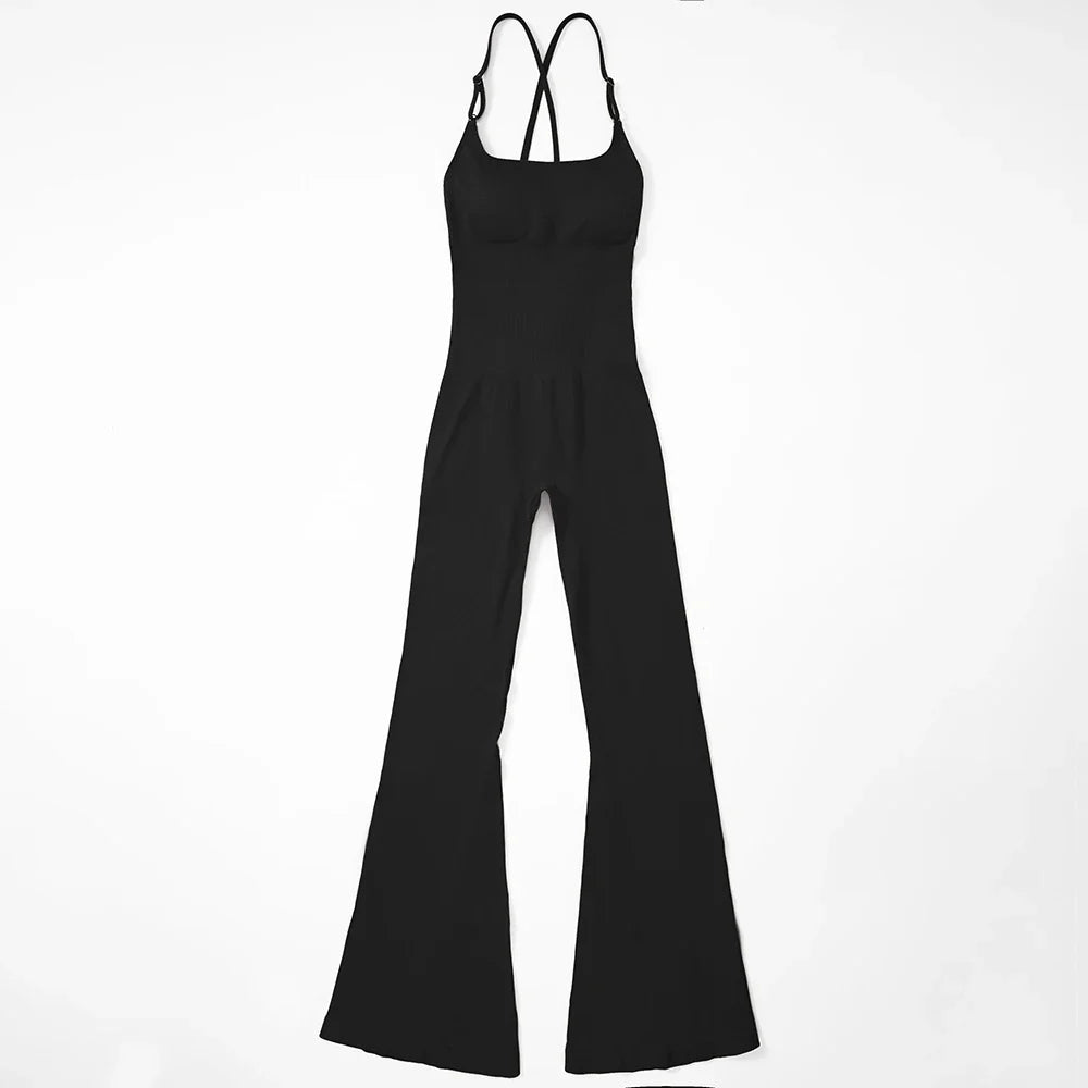 Solid Body-Shaping Sleeveless Skinny Jumpsuit Women Casual Square Collar One Piece Romper Sporty Bodysuit