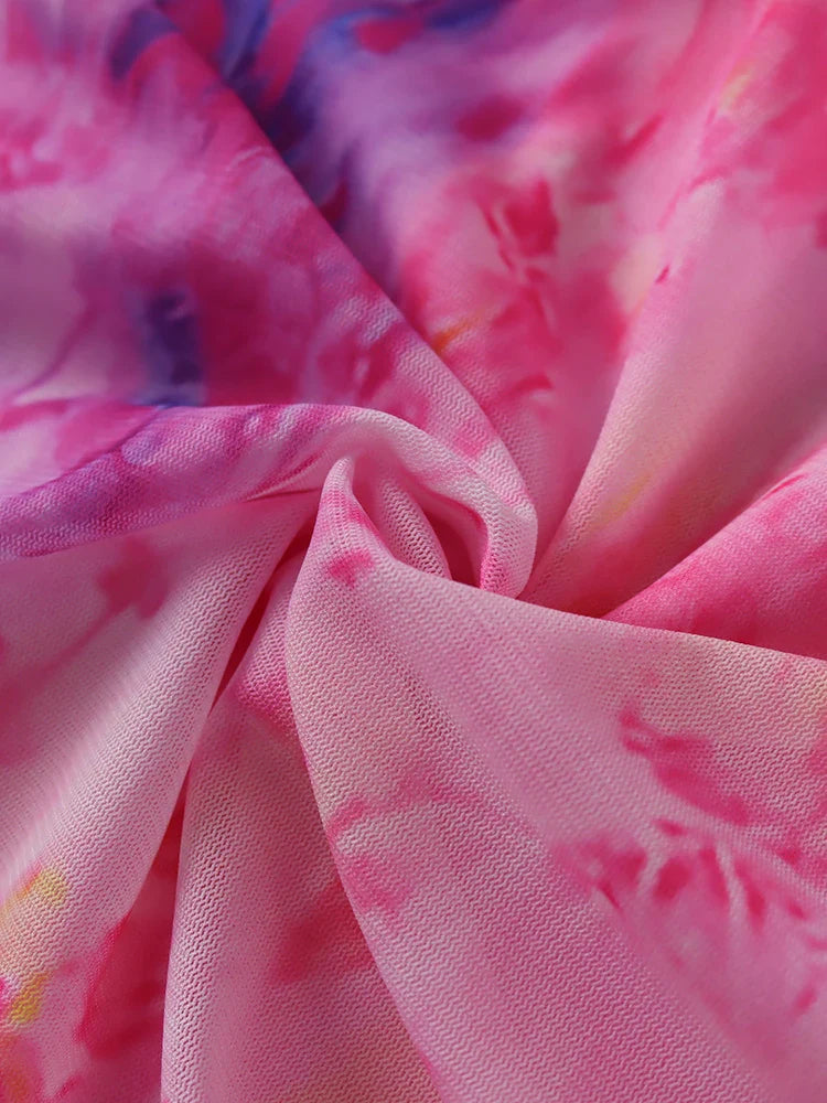 Floral Mesh Maxi Dress For Women Summer Beach Sundress