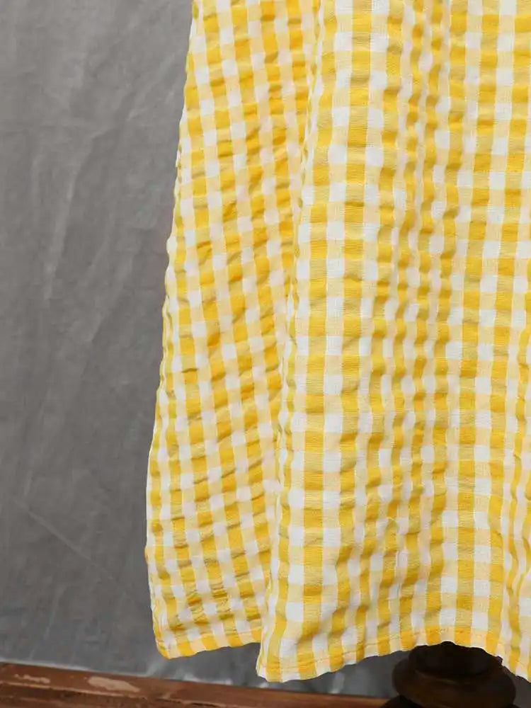 Bohemian Maxi Dress for Women Plaid Print Loose A Line