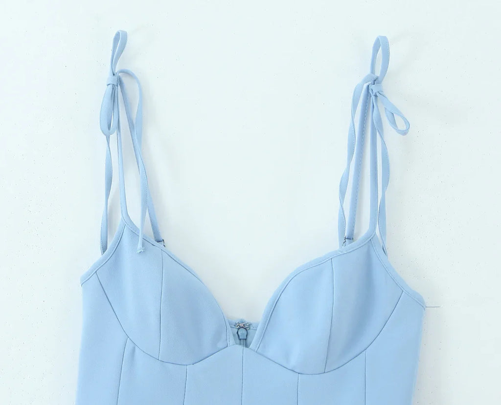 Floral Slip Dress With Bow Lace Up Sleeveless Mini Dress