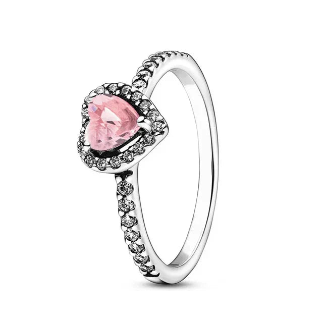 Red White Pink Crystal Rings for Women Luxury Wedding Jewelry Accessories