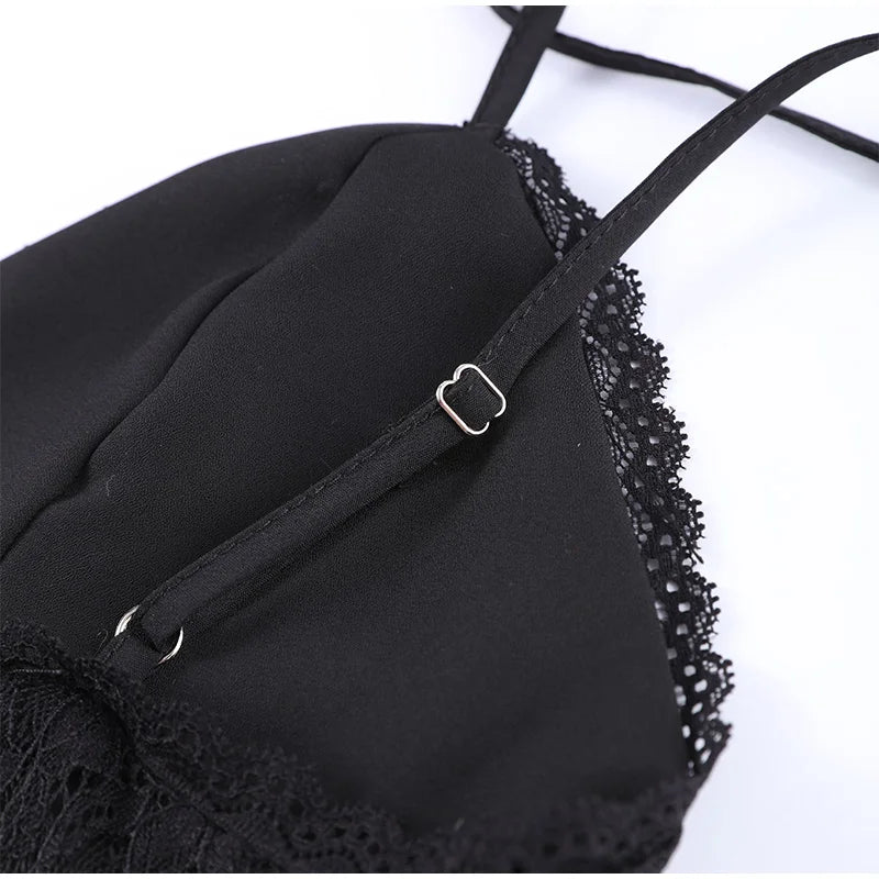 Black Backless Lace Maxi Dress For Women See Through