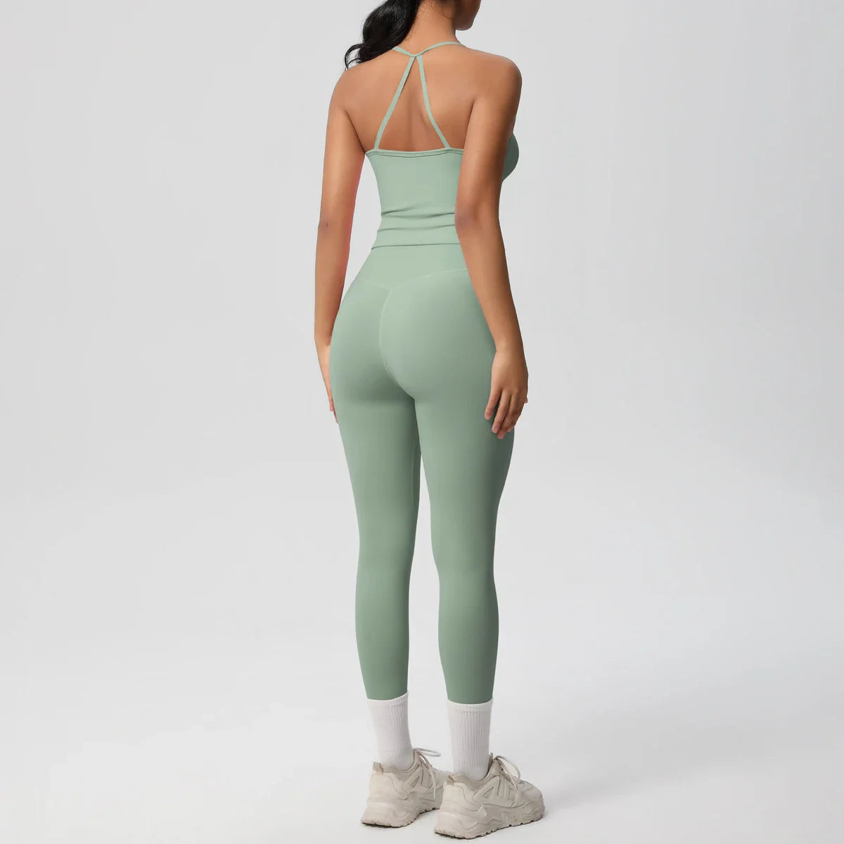 2PCS Nude Feeling Yoga Set for Women Push Up Sport Bra and High Waist Leggings Fitness Running Workout Tracksuit Activewear