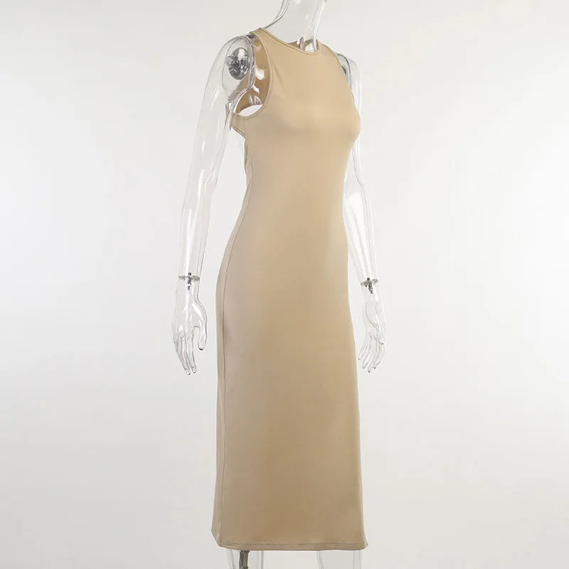 Y2K Backless Party Dress Women Wrap Bodycon Slit Evening