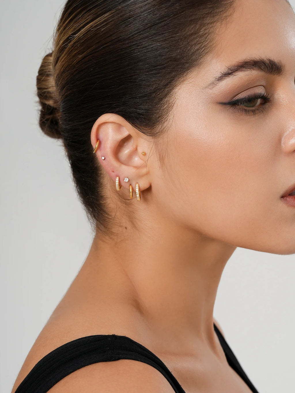 10 Pairs Small Gold Hoop Earrings for Women, 18K Gold Plated Tiny Stainless Steel Studs for Multiple Piercings