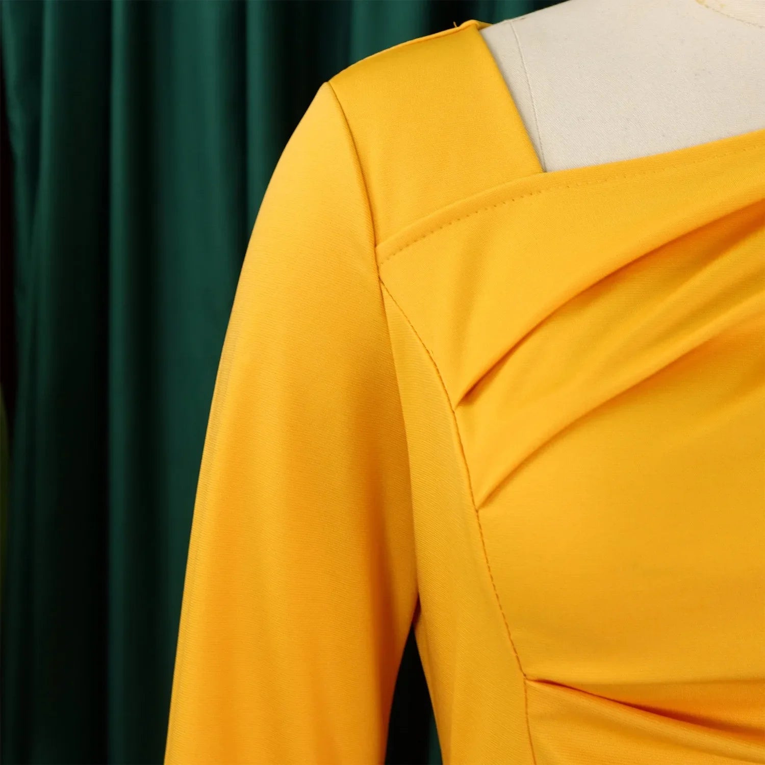 Professional Midi Office Dress for Women with Long Sleeves