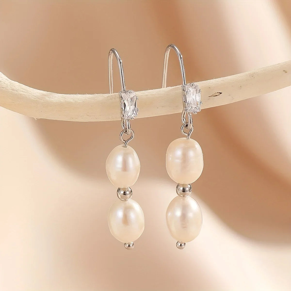 Minimalist Silver Pearl Earrings for Women, Elegant Fashion Wedding Jewelry, Perfect Gift Choice