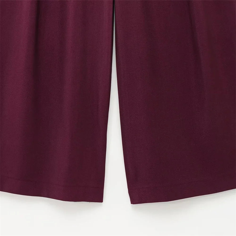 Women's Double Breasted Suit Jacket High Waist Pants Set