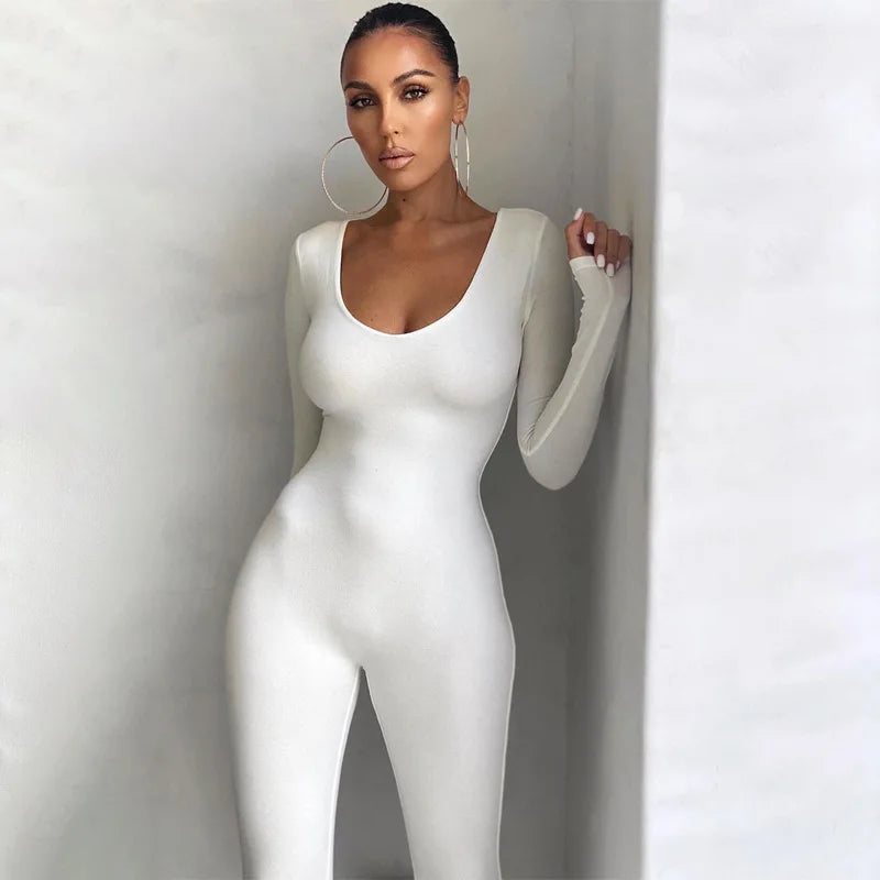 Sexy Black Butt Lift Jumpsuit for Women Long Sleeve Skinny Fitness Romper Casual Streetwear Autumn Fashion