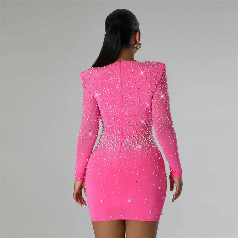 Sequin Rhinestone Bodycon Dress For Party Night Club