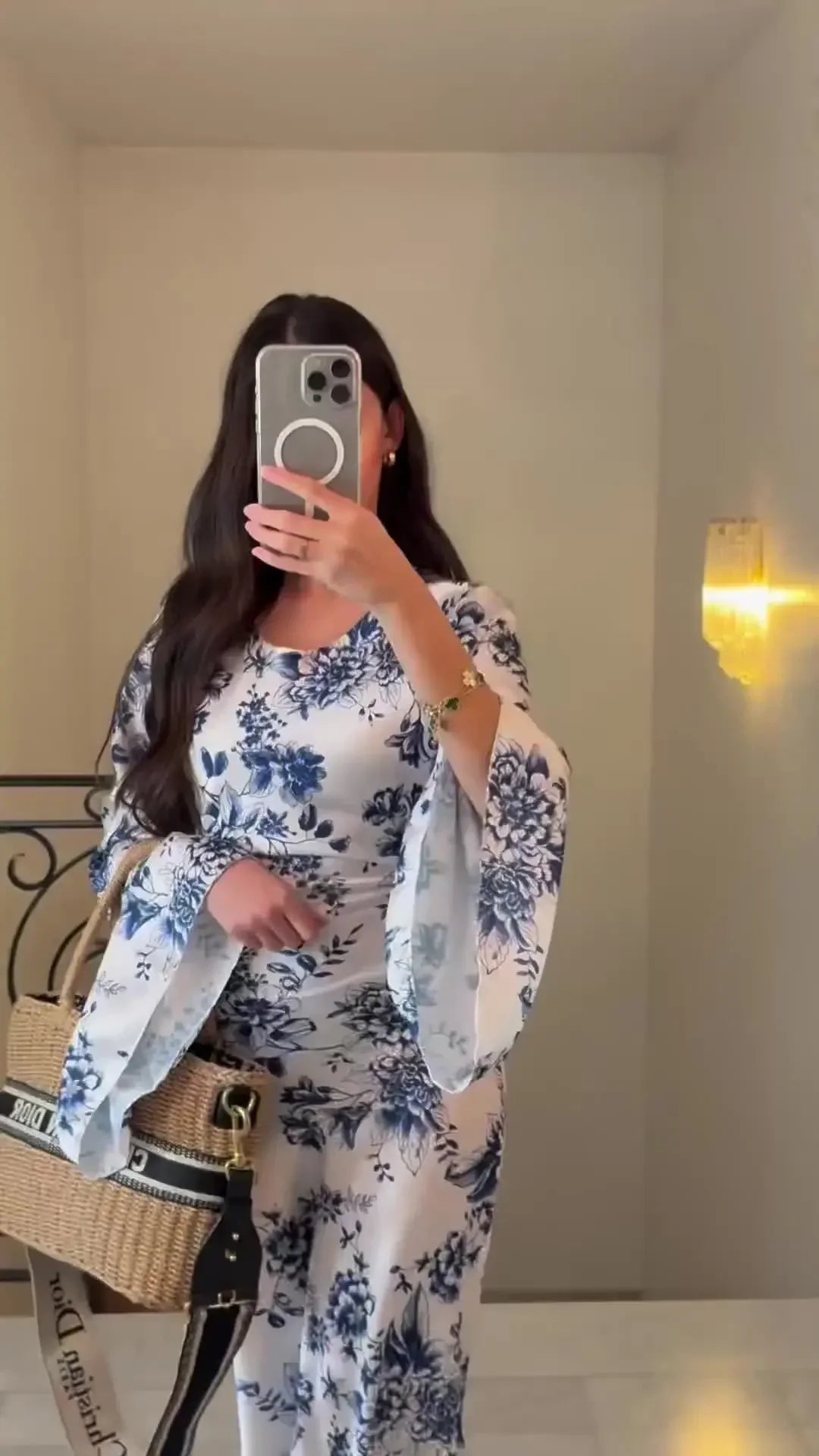 Floral Abaya Dress For Muslim Women Long Modest Robe