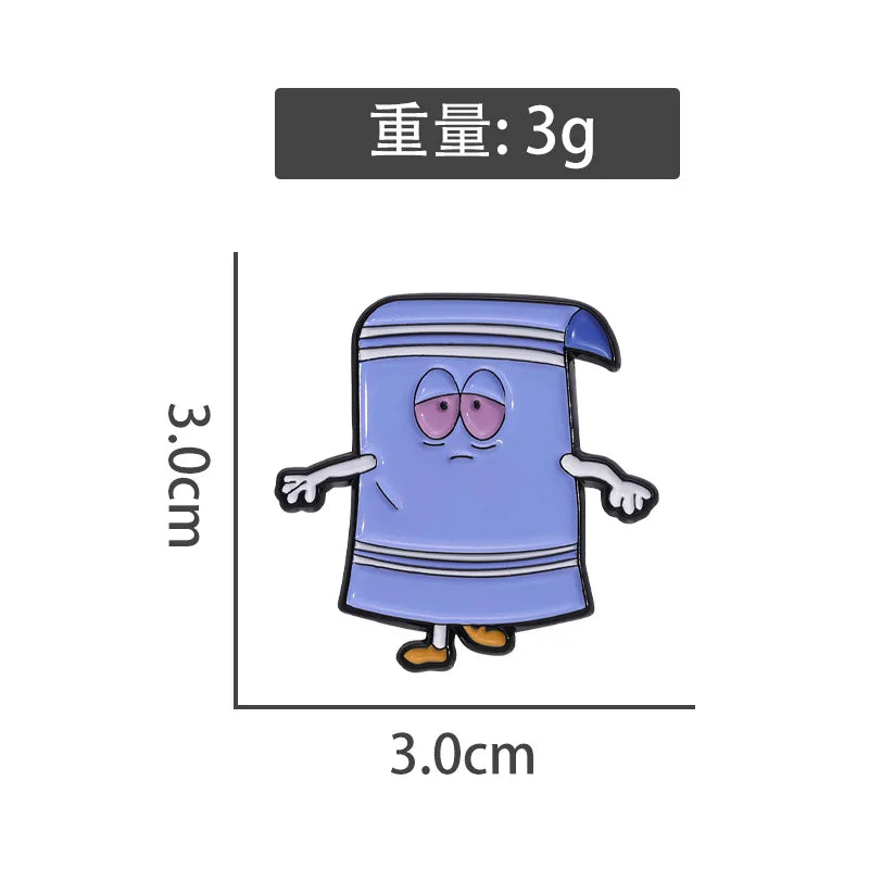 Blue Park Towel Cartoon Brooch Versatile Metal Badge for Clothing and Accessories