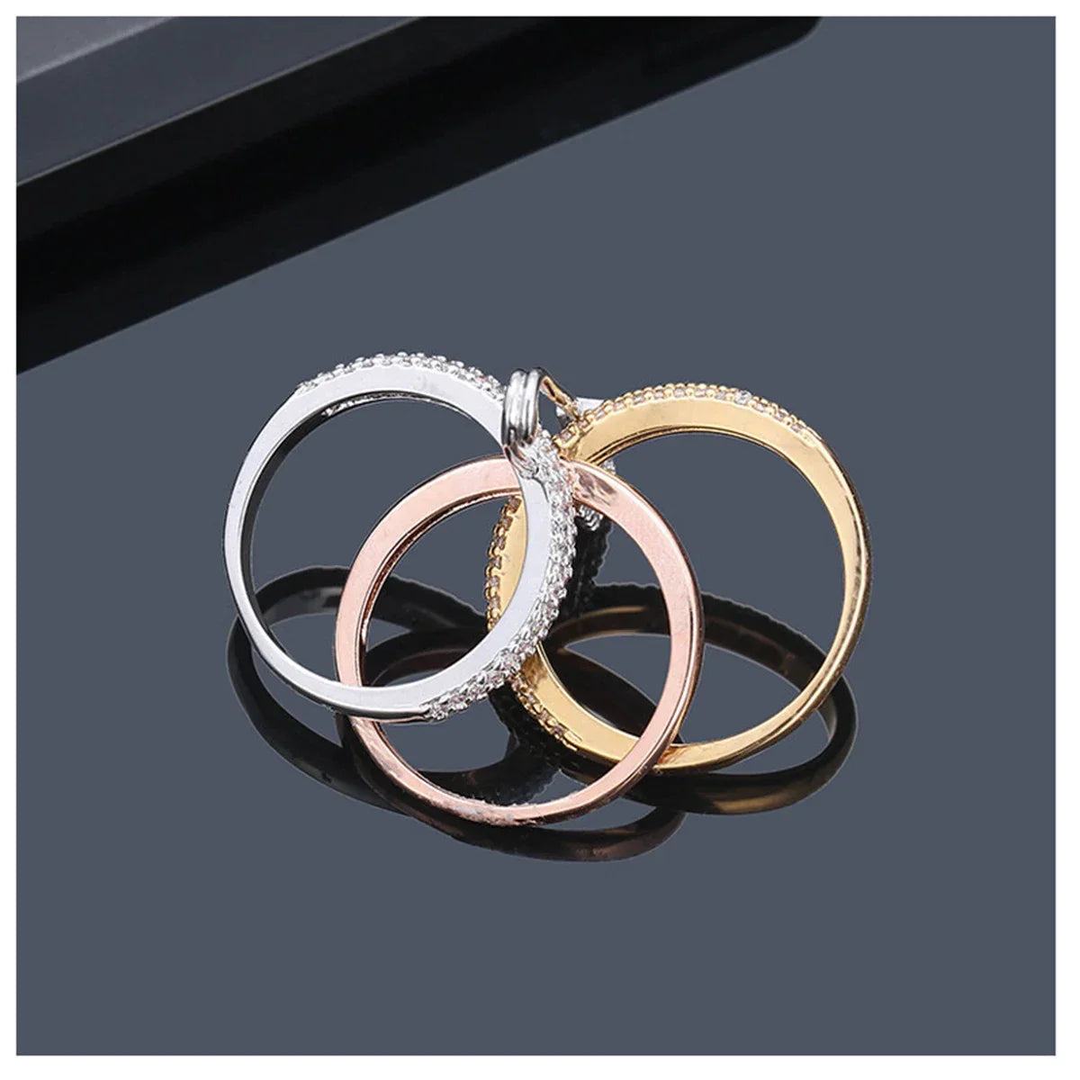 Three Layer Fashion Ring for Women - Elegant Designer Jewelry for Valentine's Day Gift