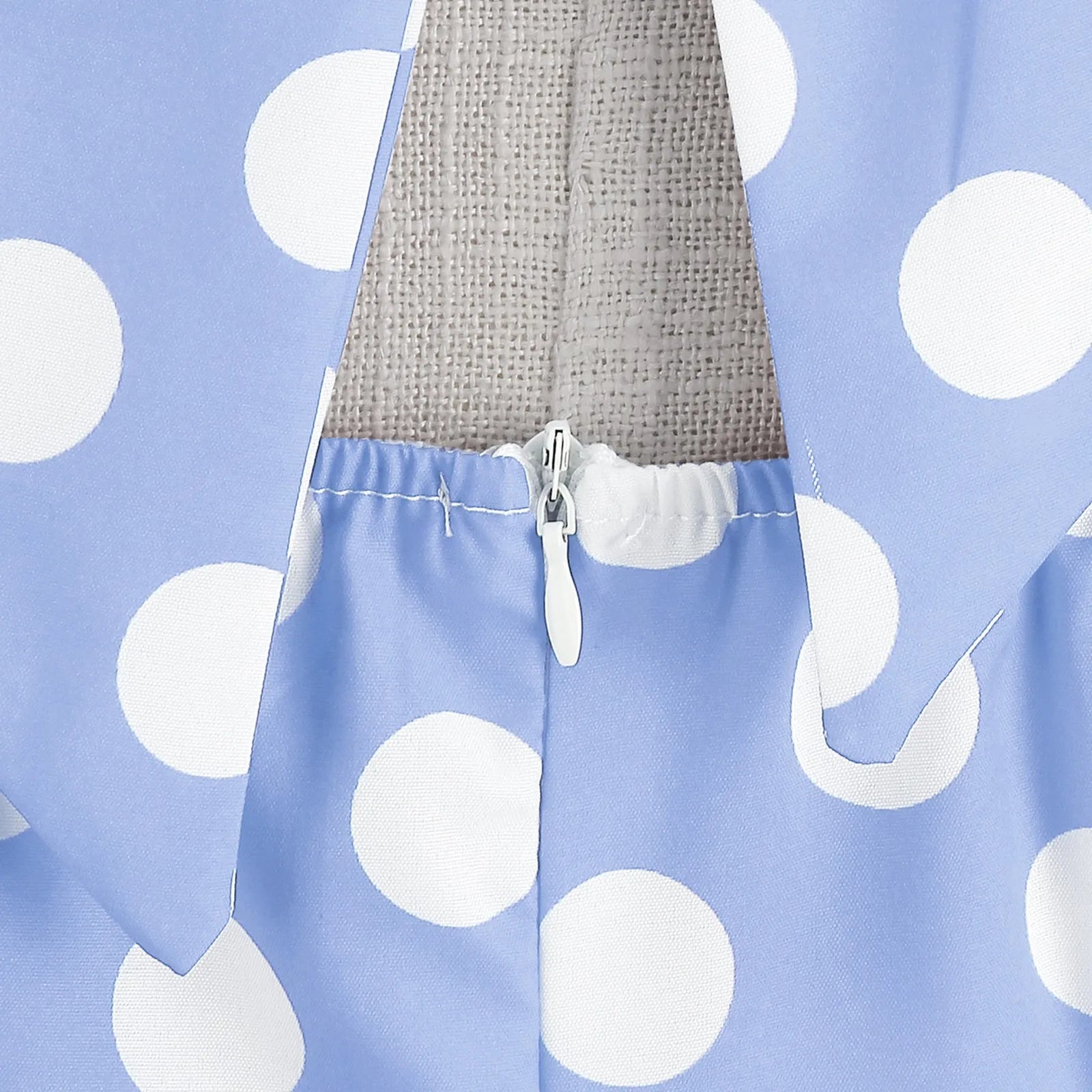 Retro Polka Dot Lace Up Backless Dress With Swing Puff