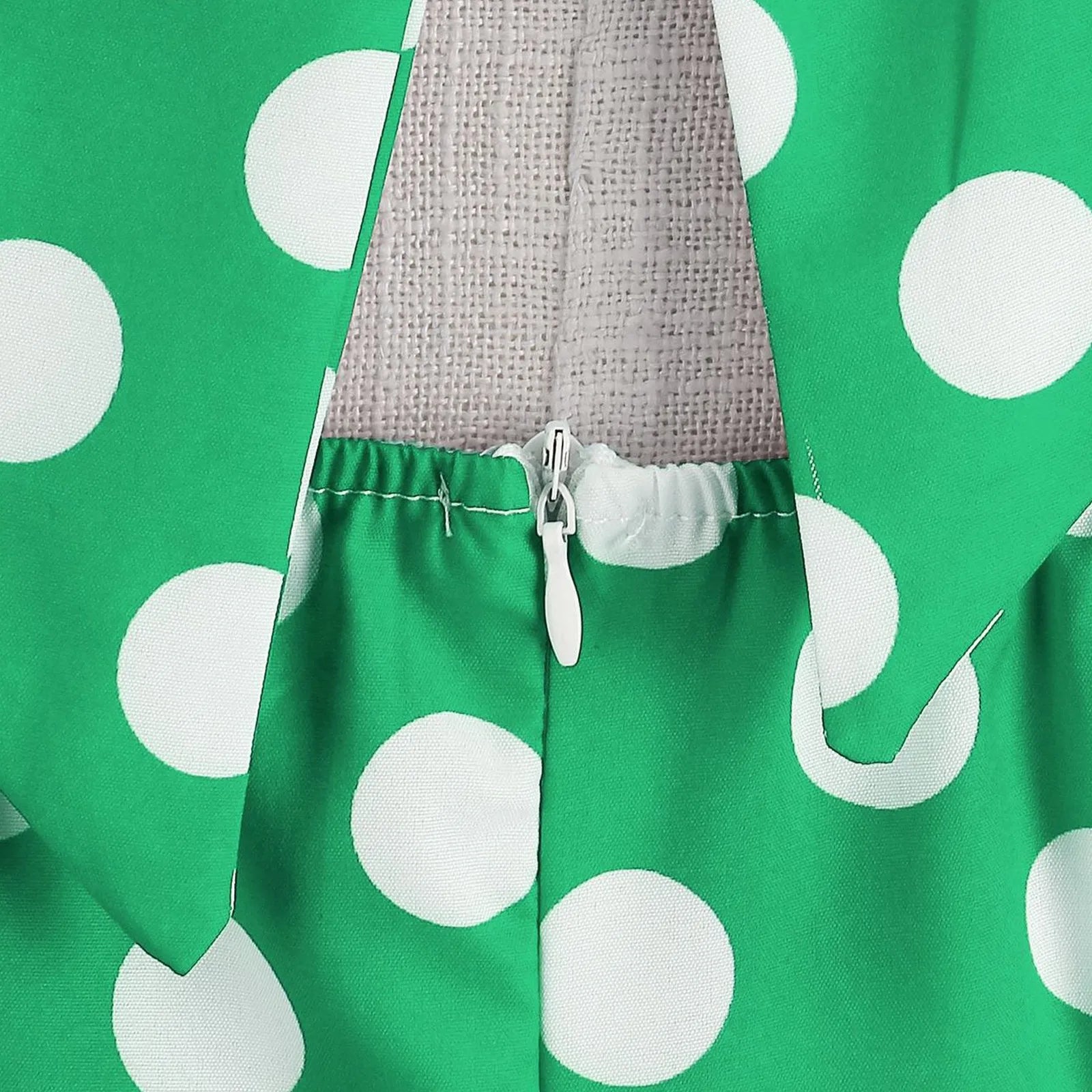 Retro Polka Dot Lace Up Backless Dress With Swing Puff