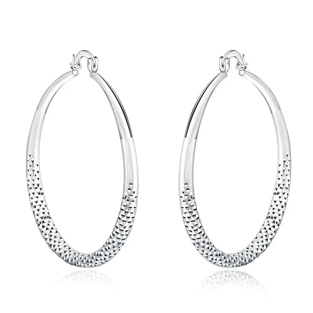 925 Sterling Silver Circle Hoop Earrings for Women Stylish Wedding Party Jewelry Holiday Gifts