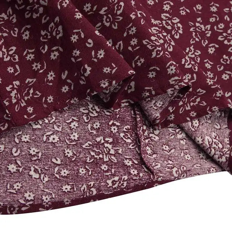 Floral Print Maxi Dress With Long Sleeves O Neck Boho Style