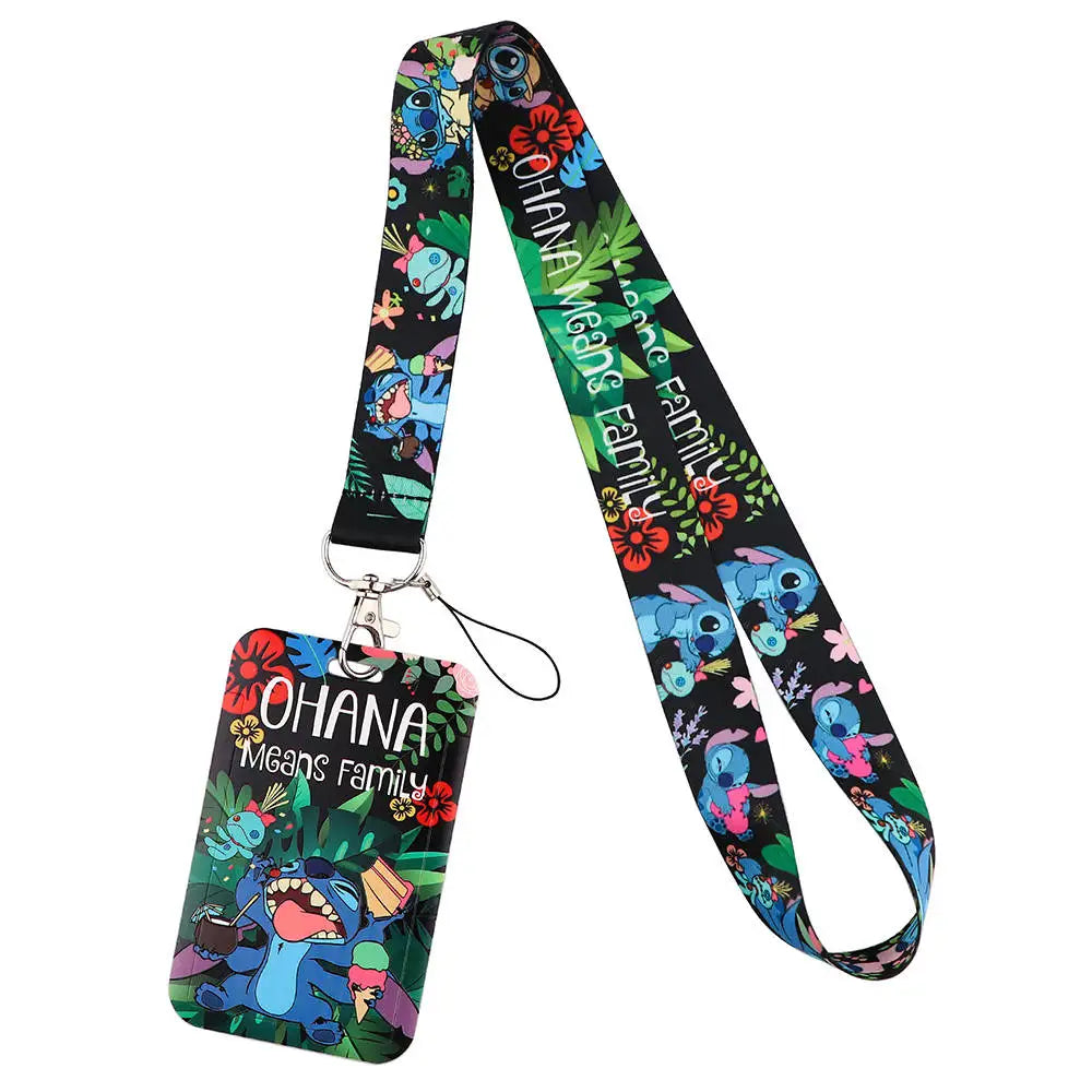 Stitch Cute Cartoon Animation Lanyard for Keys ID Credit Card Pass Mobile Phone Charm Neck Strap Badge Holder