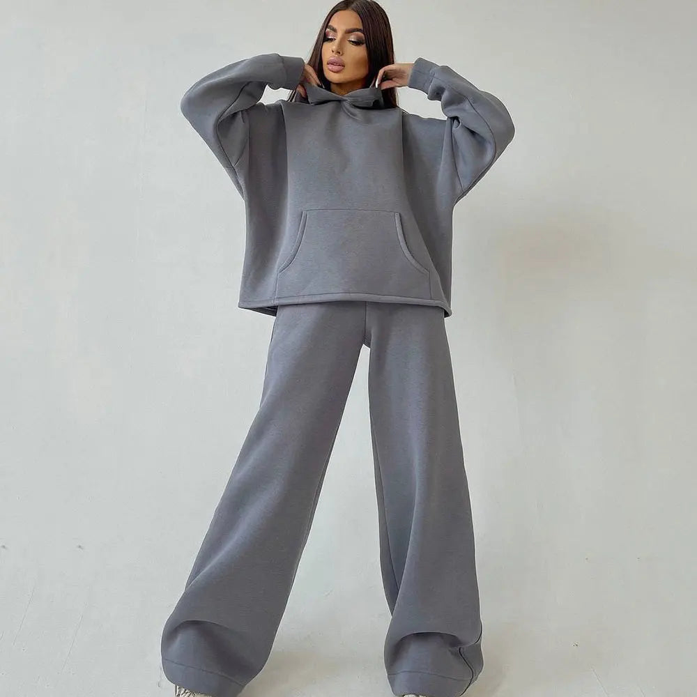 Women Oversized Tracksuit Set with Hoodie and Sweatpants Comfortable Two Piece Outfit