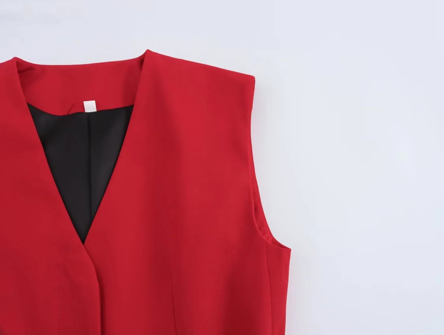 Women's Casual Black Sleeveless Split Design Vest Pants Set with Belt for Autumn Commuting