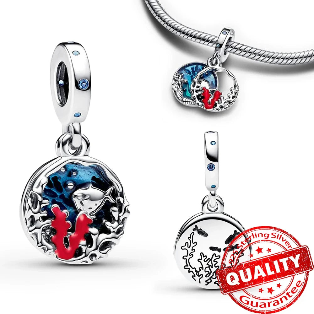 Underwater World 925 Sterling Silver Ocean Animal Pendant for DIY Bracelet or Necklace