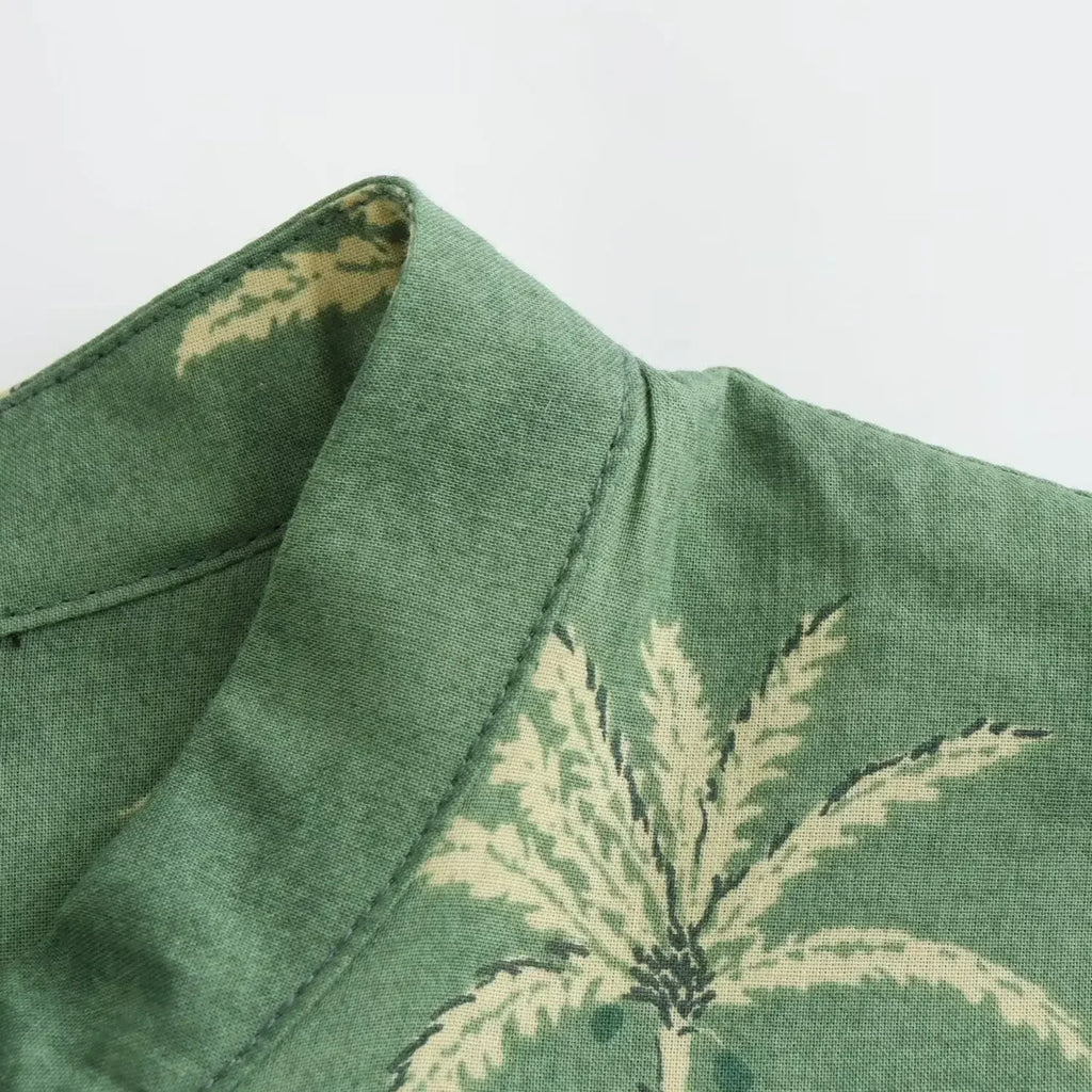 Printed Belted Long Sleeve Shirt Dress Chic Spring Women