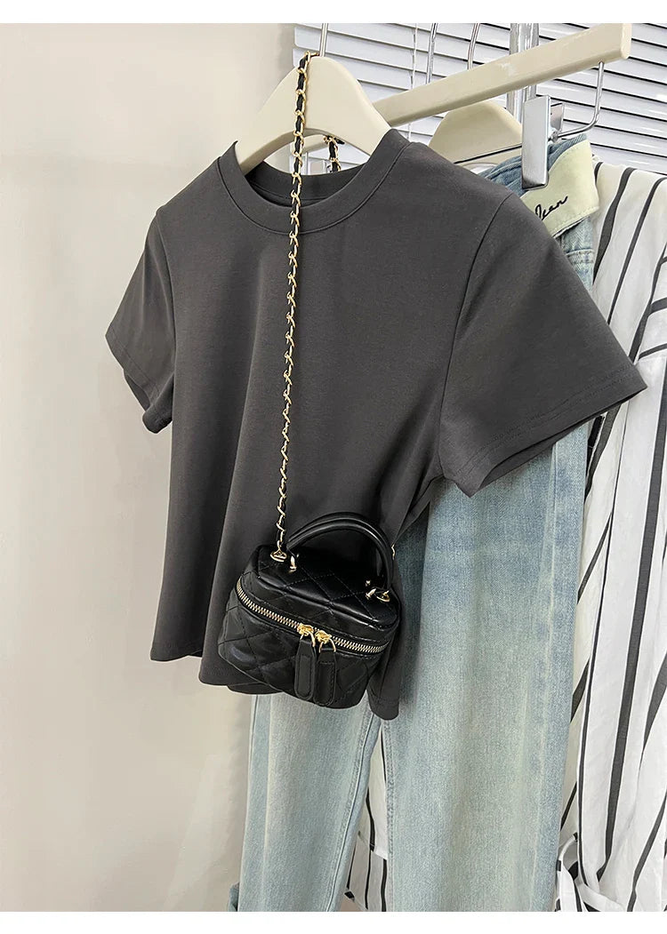 Oversized Cotton T-Shirt for Women, Short Sleeve Spring Tee with Trendy Print, Casual Y2K Style Top