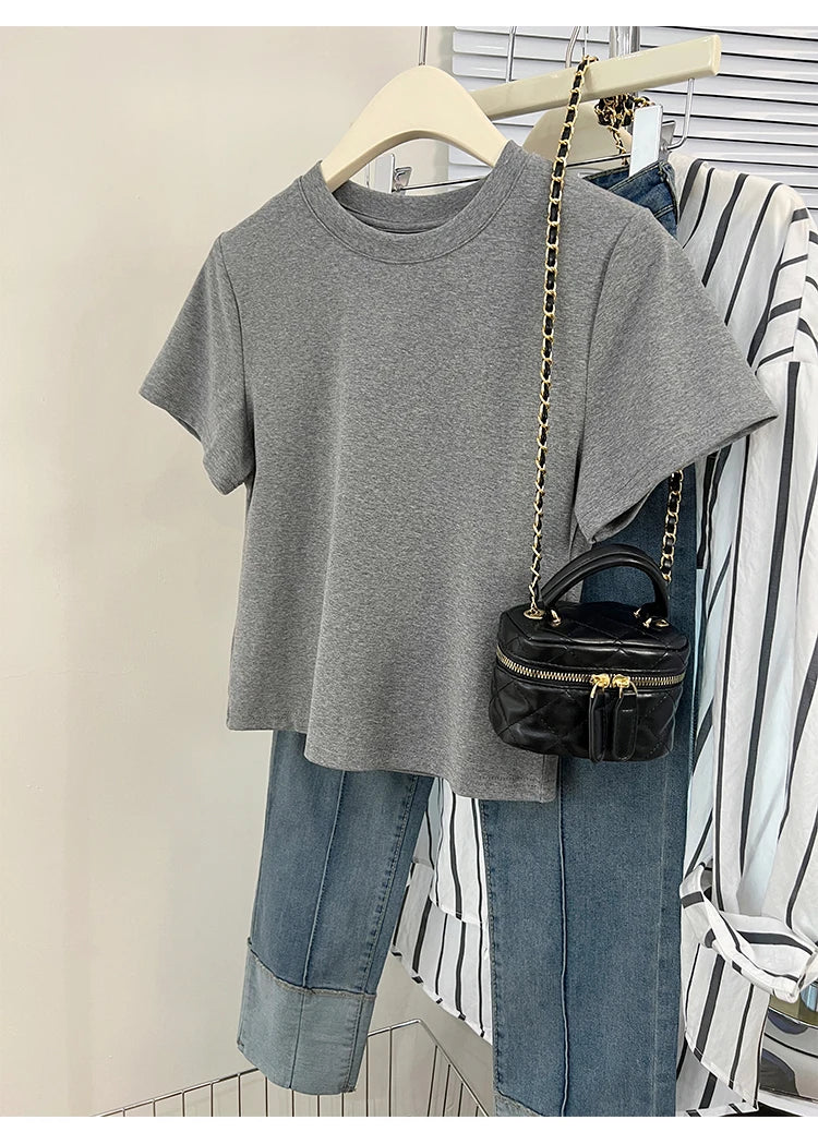 Oversized Cotton T-Shirt for Women, Short Sleeve Spring Tee with Trendy Print, Casual Y2K Style Top