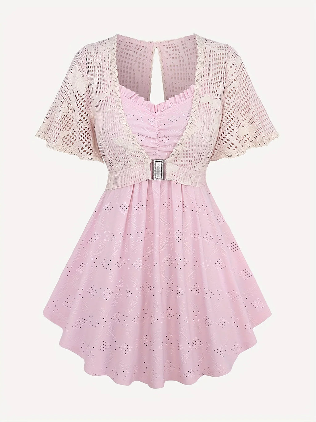 Lace Trimmed Suspender Dress With Elegant Flounce Details