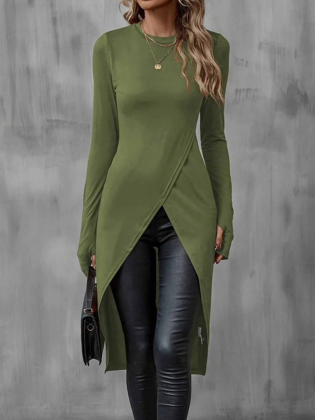 Plus Size Long T Shirt Slimming Casual Autumn Wear