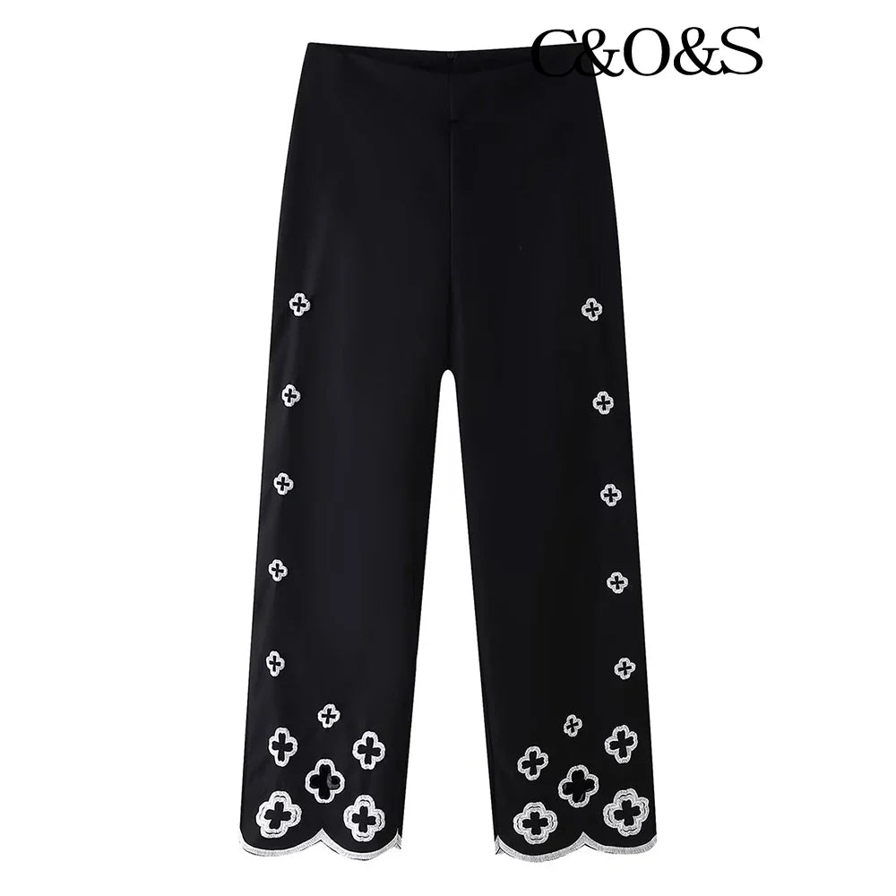 Floral Print Long Sleeve Shirt and High Waisted Trousers Fashion Set