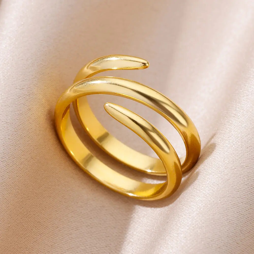 Gold 316L Stainless Steel Rings for Women Luxury Wedding Couple Jewelry Classic Design