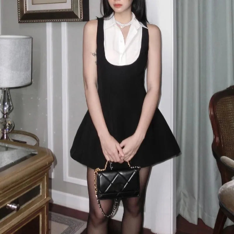 Y2K Sleeveless Mini Dress Slim A Line Summer Style