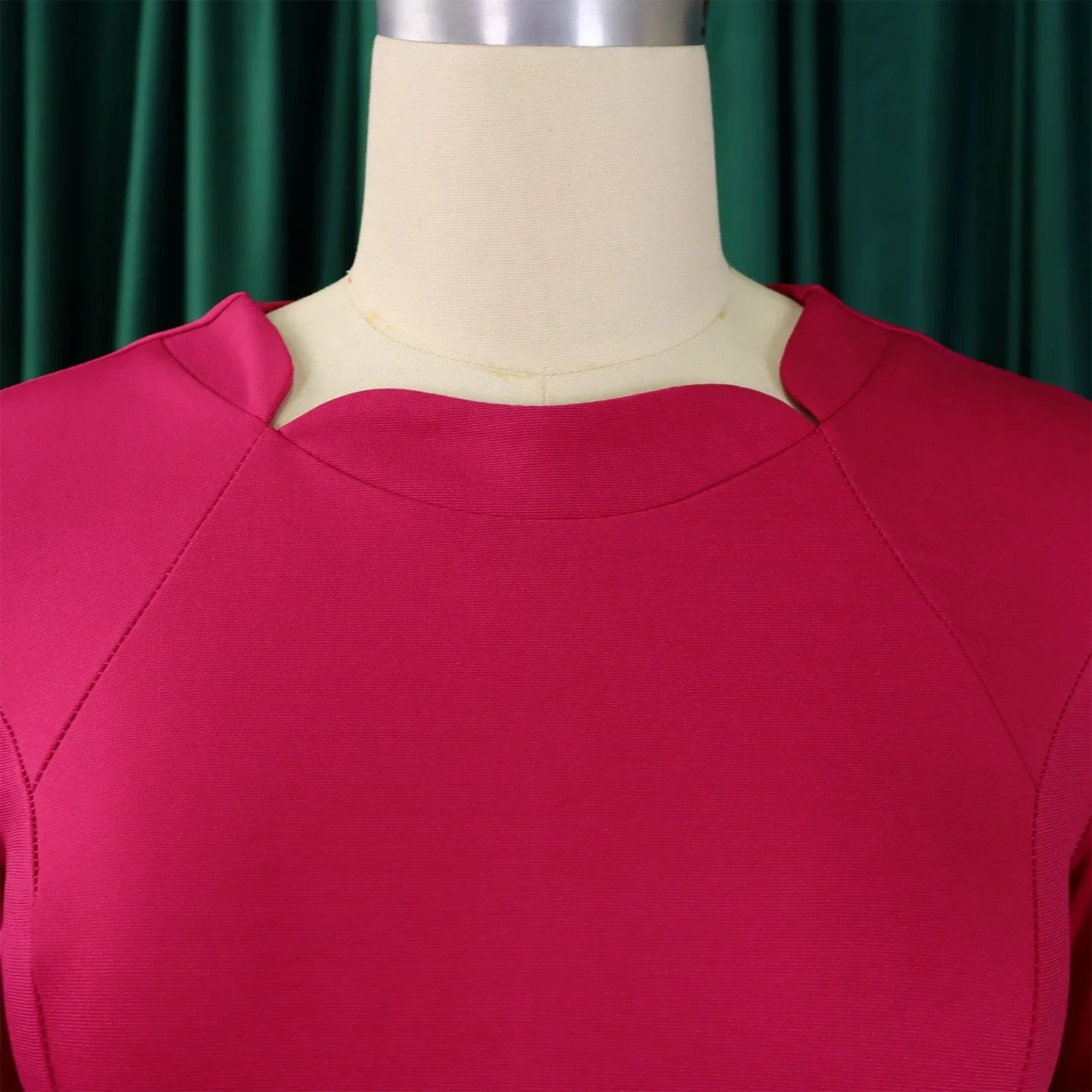 Women Square Neck Bodycon Midi Dress Belted For Work