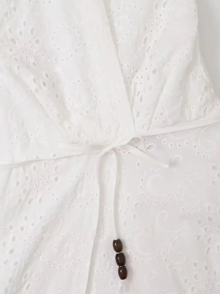 Hollow Knit Midi Dress Backless Halter Neck Lace Up