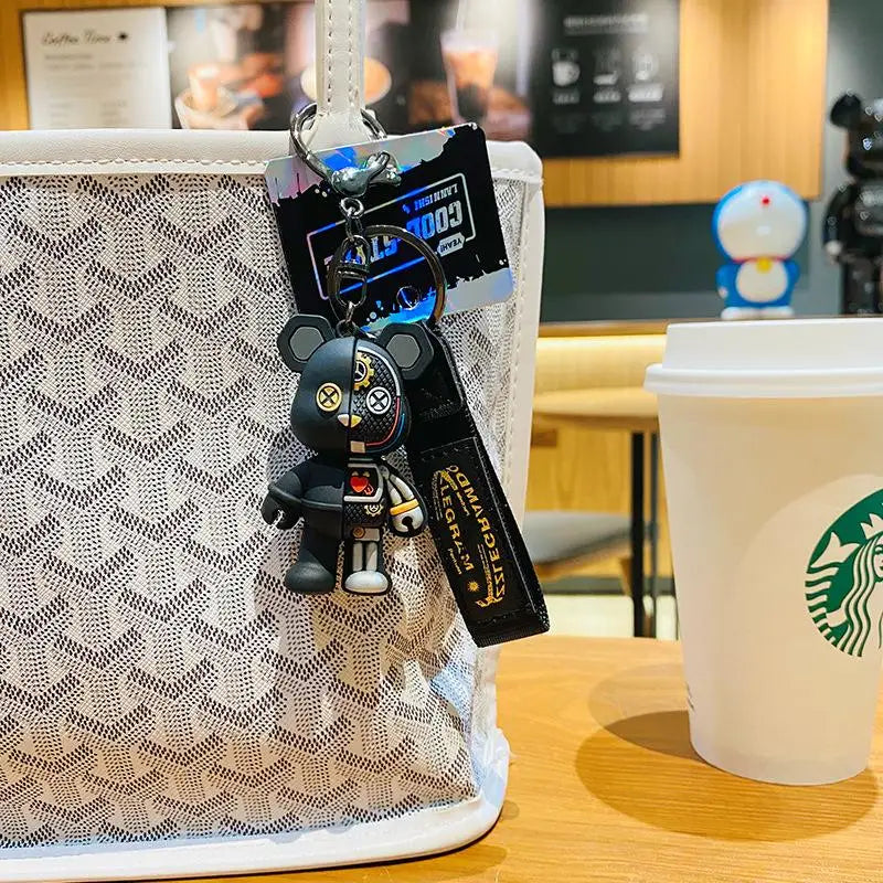 Cute Cartoon Mechanical Bear Keychain Pendant for Bags and Accessories