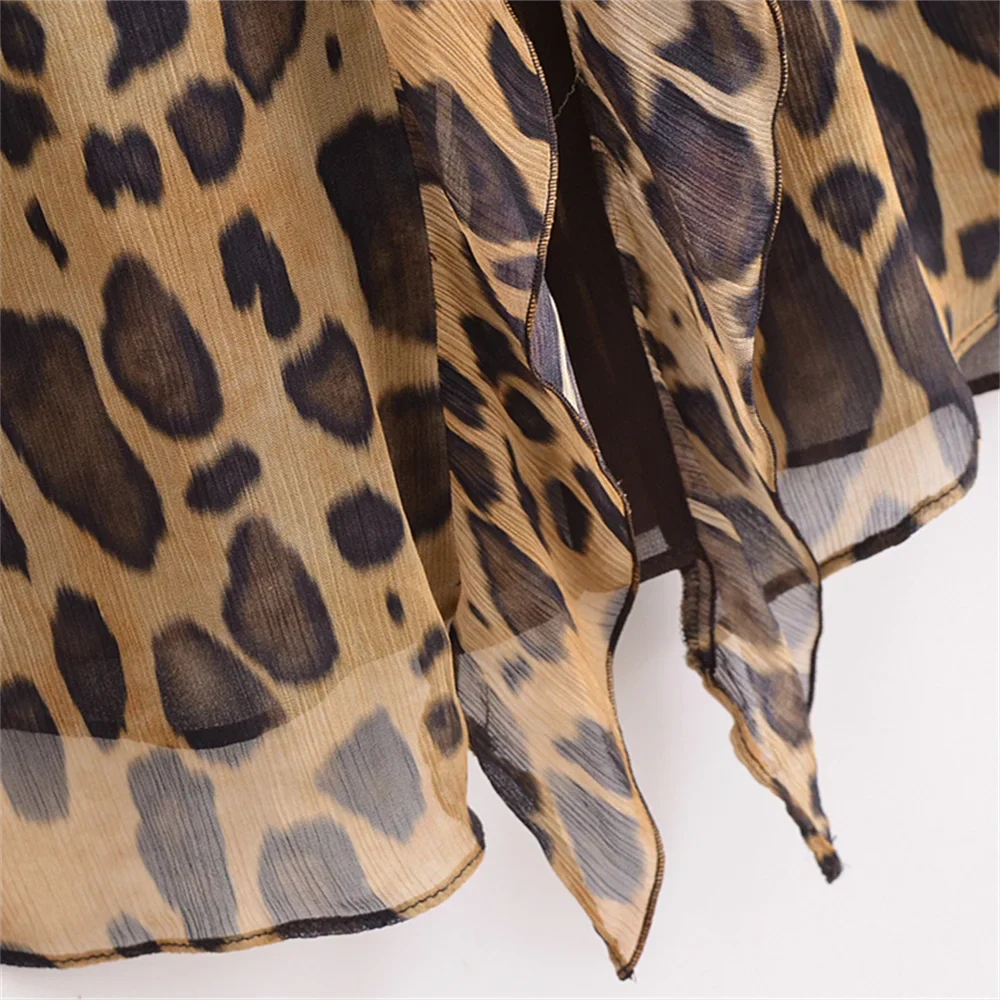 Leopard Print Layered Dress for Women Slim Fit Elegant