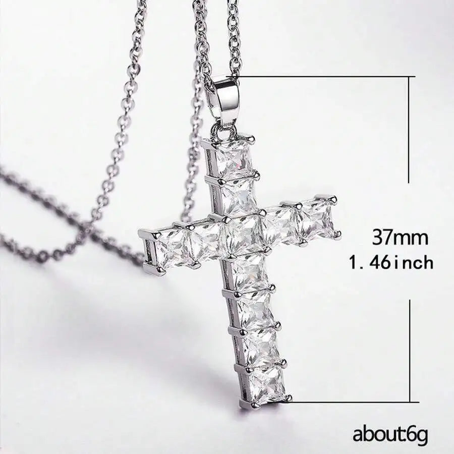 Gold Multi Color Crystal Cross Pendant Necklace for Women - Fashionable Statement Jewelry for Parties and Leisure