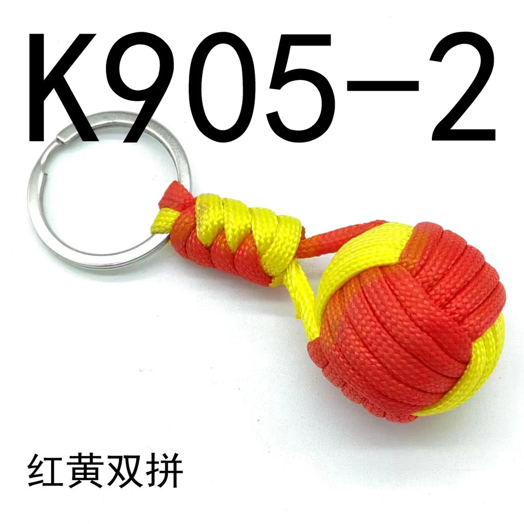 Military Parachute Woven Rope Keychain with Monkey Fist Design for Outdoor Survival and Accessories