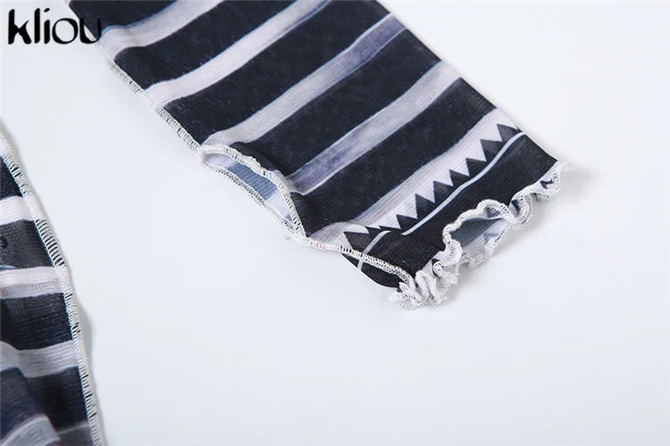 Mesh Trend Print 2 Piece Set for Women with Hipster Slash Neck Full Sleeve Top and Matching Slim Fit Pants