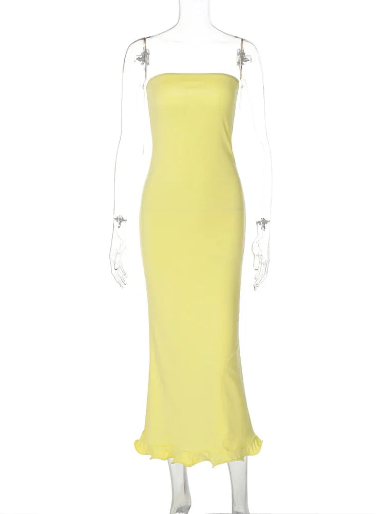 Sexy Tube Top Sleeveless Long Dress For Women Eveningwear