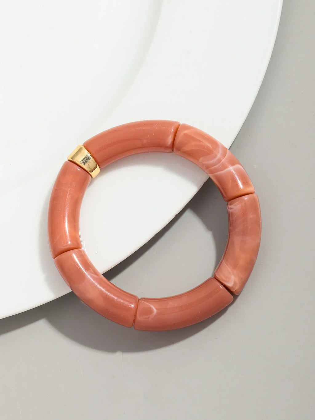 Boho Chunky Bamboo Stackable Bracelet for Women with Colorful Tube Beads and Elastic Design