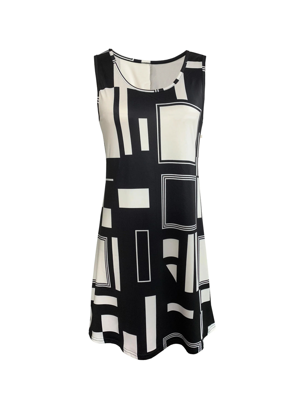 Geometric Pattern Sleeveless Summer Dress For Women