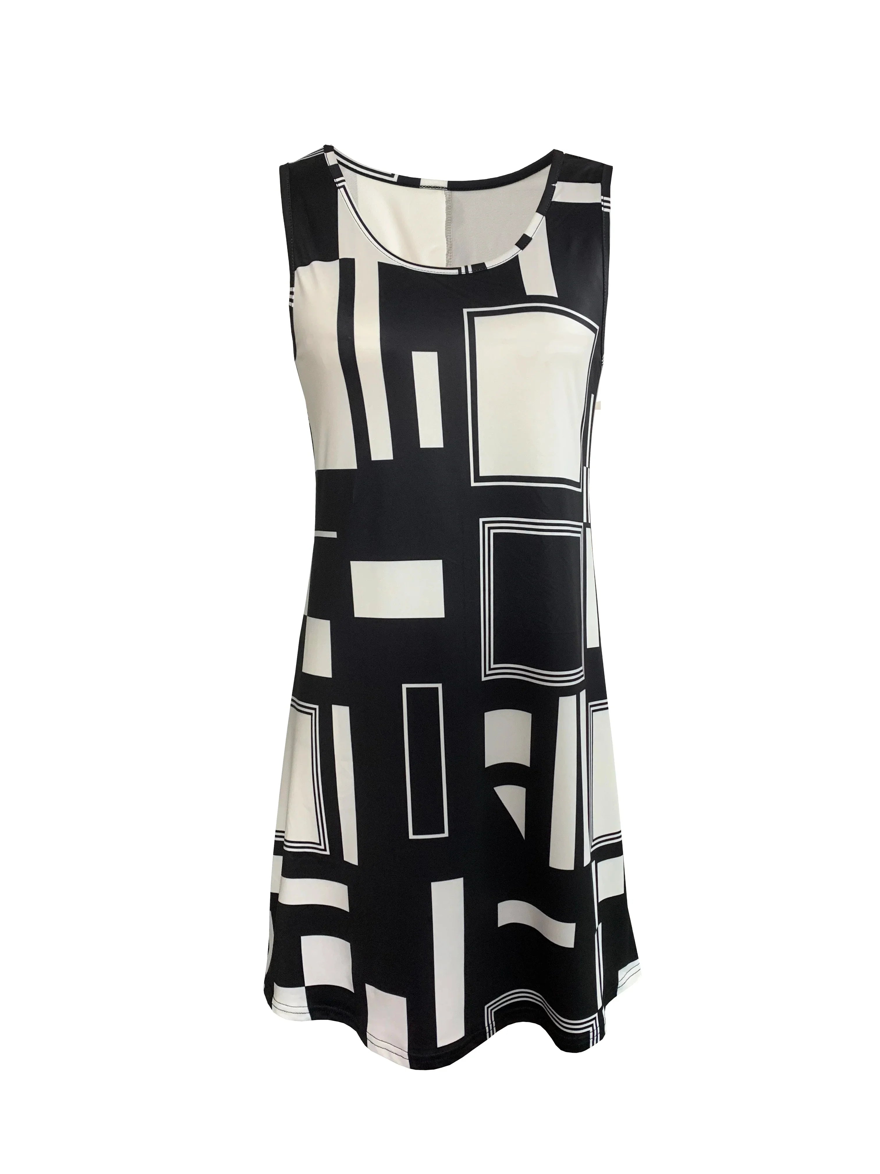 Geometric Pattern Sleeveless Summer Dress For Women
