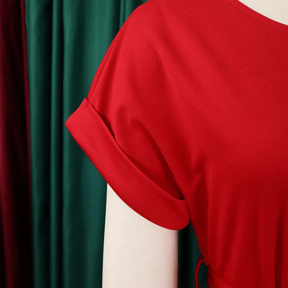 Women's Elegant 2 Piece Pants Set with Solid Blouse Short Sleeve O Neck and Long Trousers