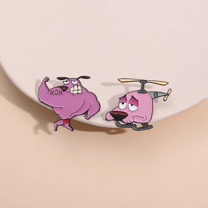 Cute Cartoon Pink Dog Enamel Pins Brooches Fashion Jewelry Accessories Gift for Kids and Friends