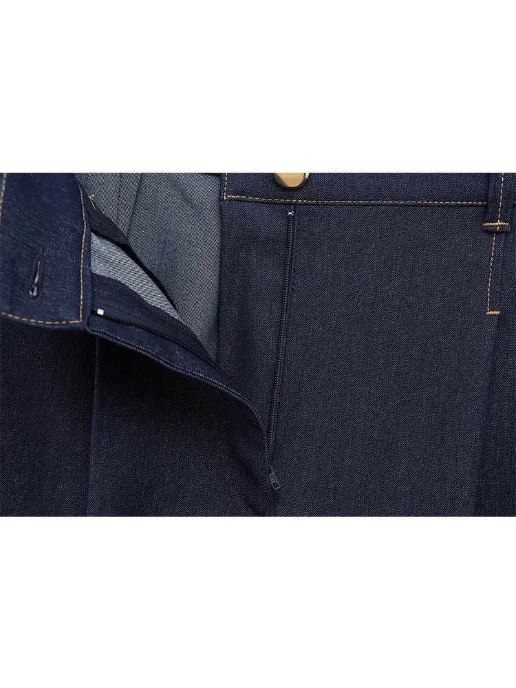 Fashion Women Solid Jacket and Wide Leg Pant Set with Cropped Coat and Zipper Details