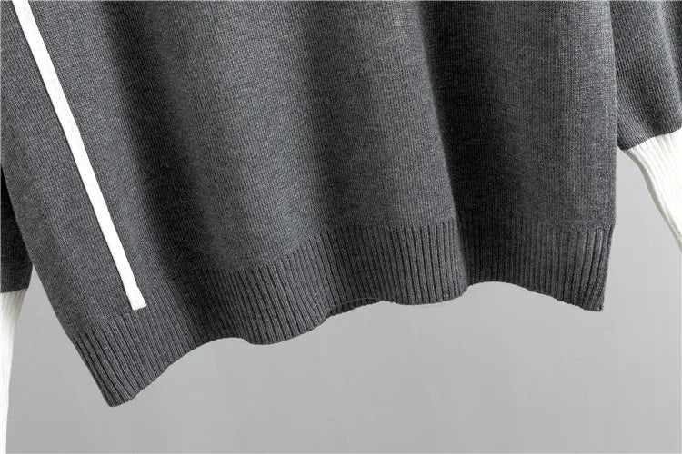 Knitted Casual Two Piece Set for Women Featuring Long Sleeve Pullover Sweater and Stylish Pants Suit