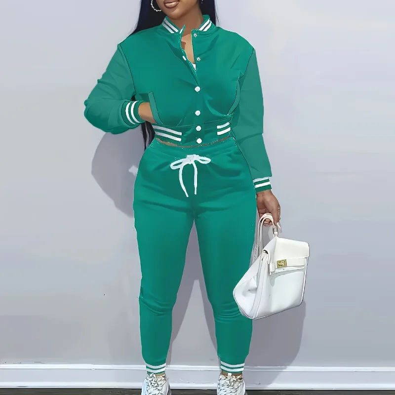 Women's Pure Color Baseball Jacket Lightweight Sports Suit for Spring and Autumn